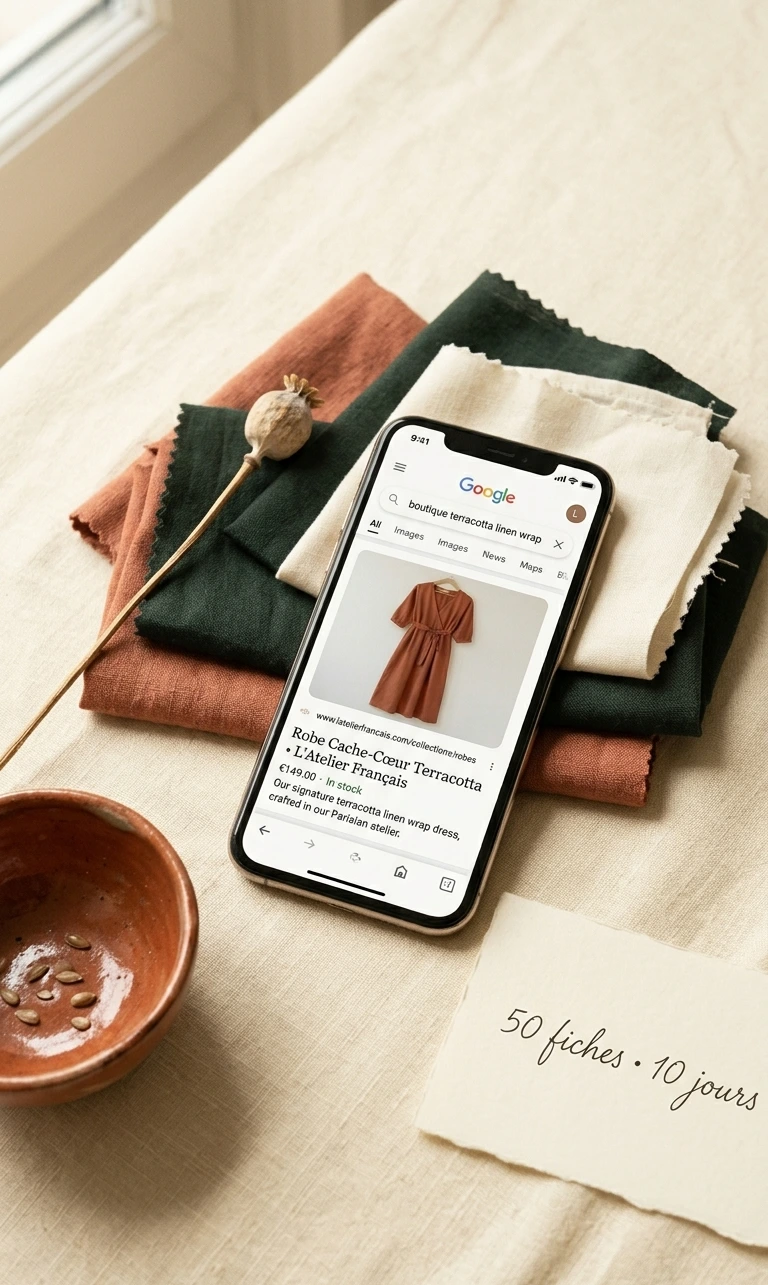 Boost Catalogue — 50 fiches WooCommerce optimisées Fiche produit WooCommerce visible en premier résultat Google