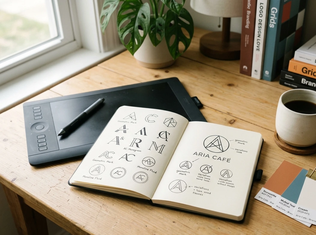 Création logo et identité visuelle professionnelle Normandie — M TA COM