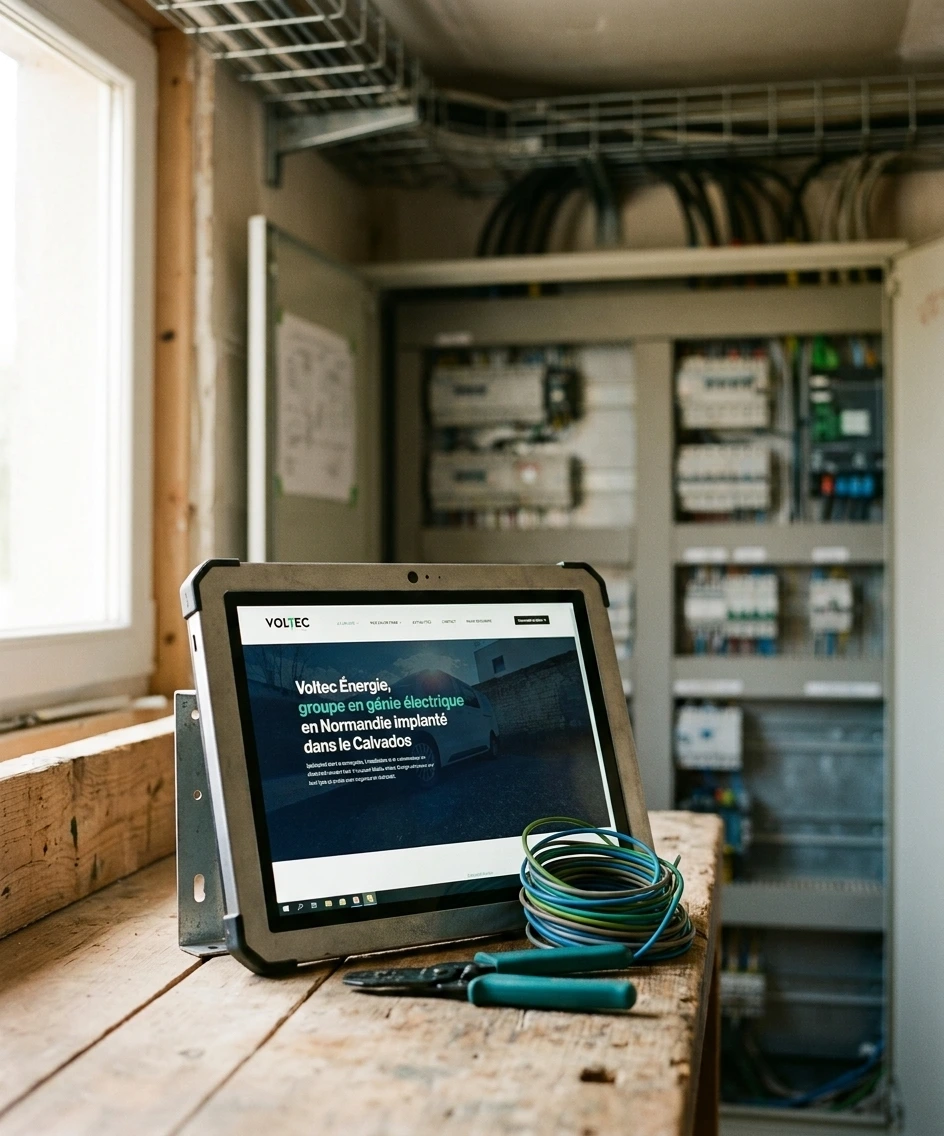 Site internet électricien Voltec Énergie — page groupe présentant deux entités